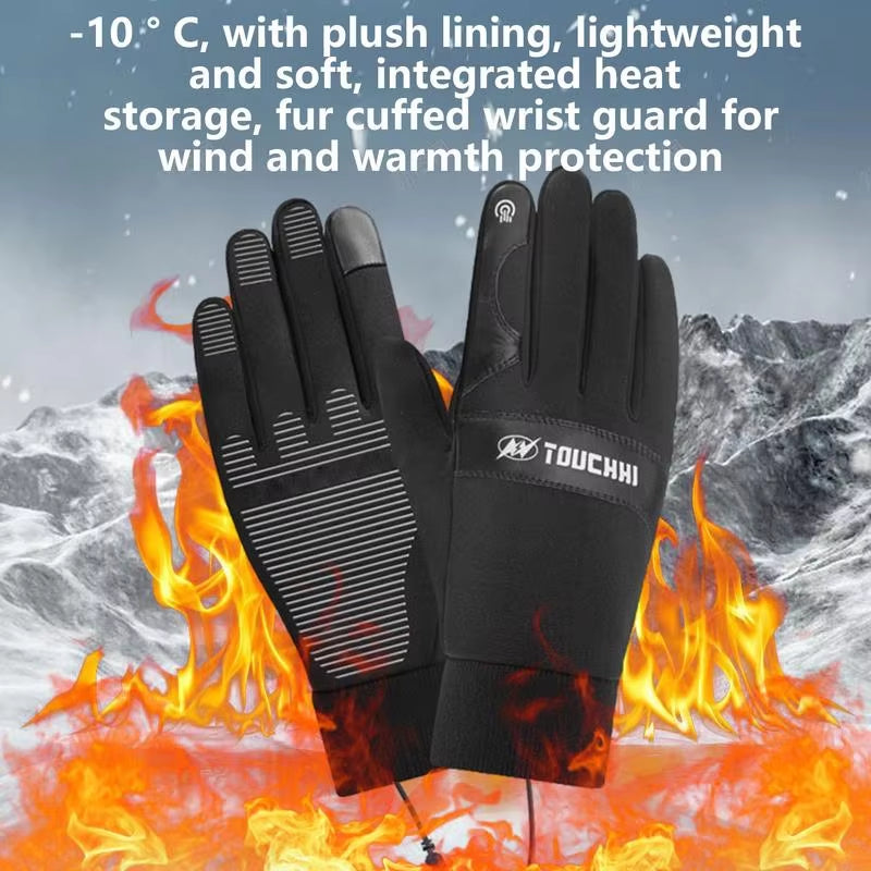 USB Heated Motorcycle Gloves Touch Screen Gloves Heating Thermal Gloves for Cycling Running Driving Hiking Walking Keep Warm