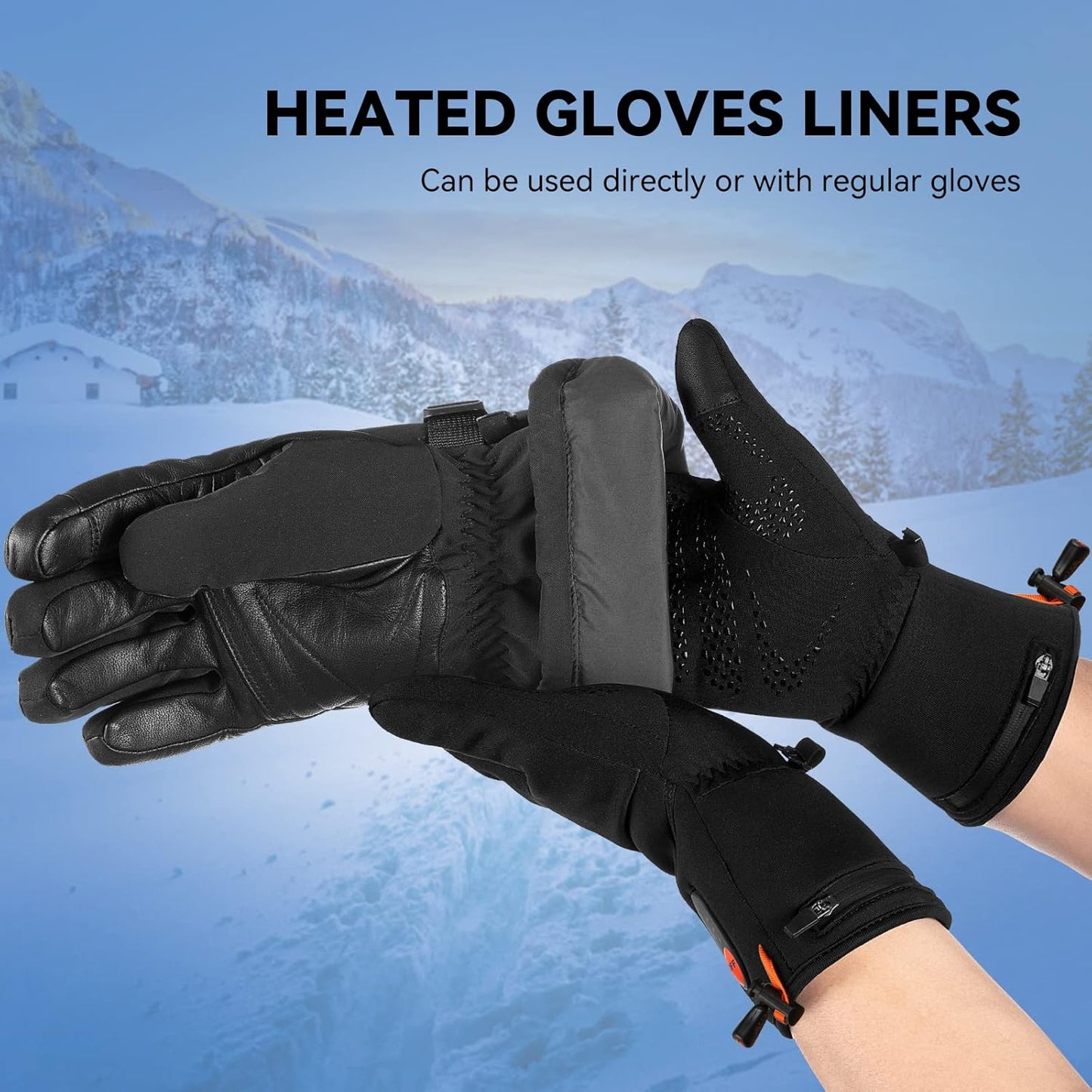 Heated Glove Liners for Men Women, Winter Warm Electric Gloves Liners for Arthritis Raynaud, Rechargeable Battery Waterproof Heated Work Gloves Women(02Black,M)