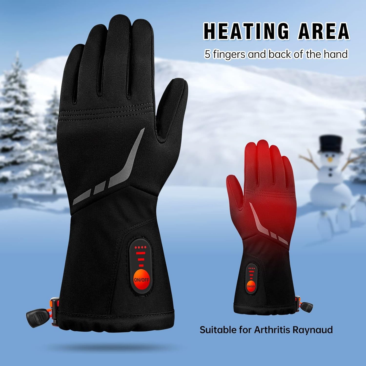 Heated Glove Liners for Men Women, Winter Warm Electric Gloves Liners for Arthritis Raynaud, Rechargeable Battery Waterproof Heated Work Gloves Women(02Black,M)