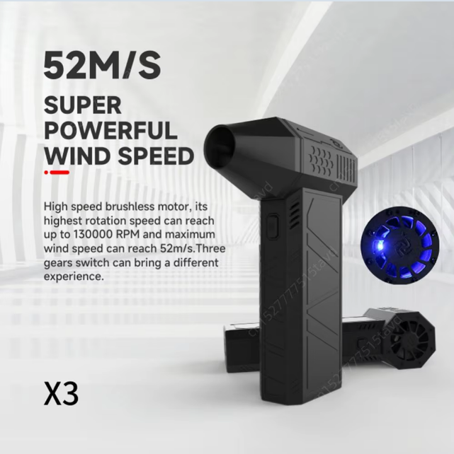 Electric Mini Turbo Jet Fan Adjustable Wind Speed Type-C Charging