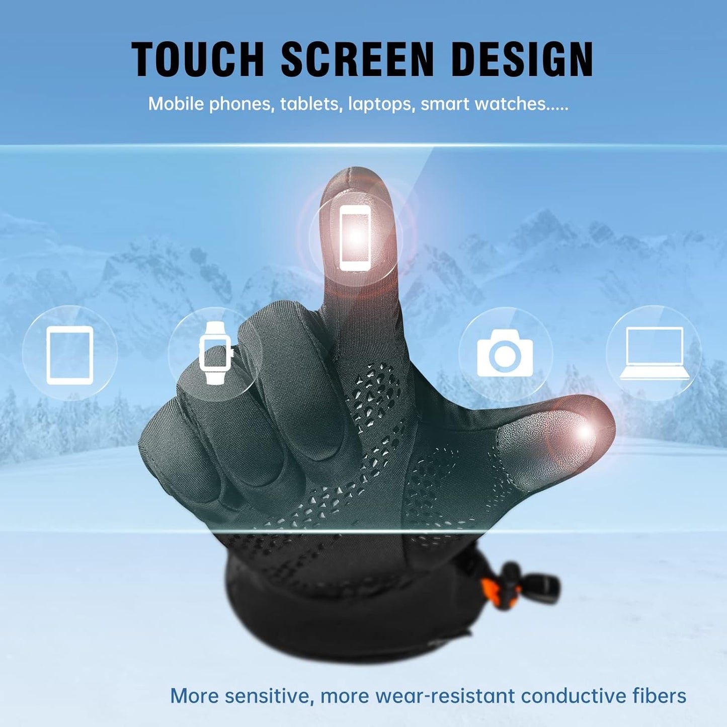 Heated Glove Liners for Men Women, Winter Warm Electric Gloves Liners for Arthritis Raynaud, Rechargeable Battery Waterproof Heated Work Gloves Women(02Black,M)