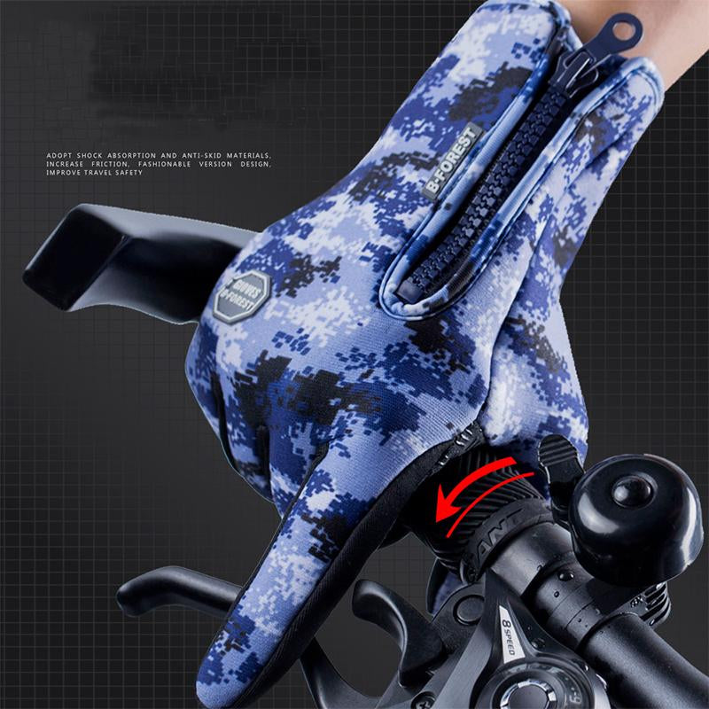 1 Piece Warm Winter Gloves Touch Screen Riding Motorcycle Sliding Waterproof Sports Gloves with Fleece